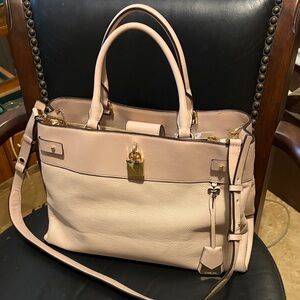 Michael Kors Beige Leather Handbag/ Crossbody Tote